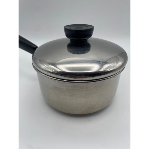 VTG 1801 Revereware 1 QT Sauce Pan Stainless Bottom w/Lid - 86d - Picture 3 of 8